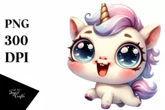 Expressive Unicorn Baby Face PNG Product Image 3