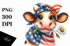 Patriotic COw | Daisy Cow | Clipart Product Image 1