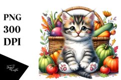 Vibrant Baby Kitten Vegetable Basket | Sublimation | Clipart Product Image 1