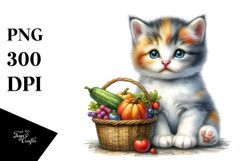 Vibrant Baby Kitten Vegetable Basket | Sublimation | Clipart Product Image 3