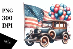 Vintage Car Balloons USA Flag Product Image 3