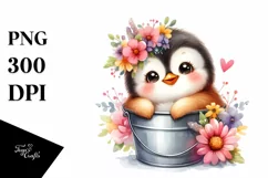 Colorful Smiling Penguin Bucket Clipart Product Image 3