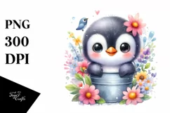 Colorful Smiling Penguin Bucket Clipart Product Image 1