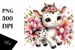 Cute Baby Unicorn with Animal Print | Sublimation | Clipart Product Image 1