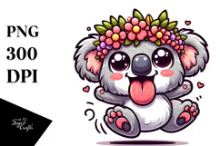 Serious Koala with Tongue-Out PNG Product Image 1