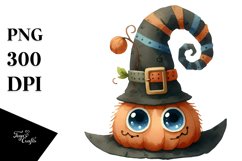 Funny Watercolor Halloween Hat Clipart Product Image 1
