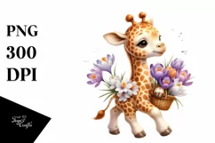 Detailed Watercolor Baby Giraffe Clipart Product Image 1