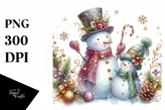 Snowman in Watercolor, Transparent PNG Product Image 1