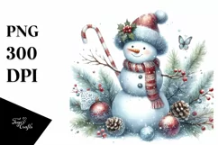 Snowman in Watercolor, Transparent PNG Product Image 1