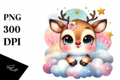 Colorful Watercolor Smiling Reindeer | Clipart Product Image 3