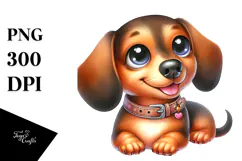Cute Dachshund with Big Eyes PNG Product Image 1