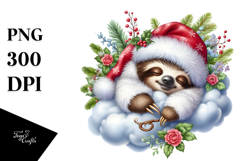 Baby Sloth Dressed for Christmass Clipart Product Image 1