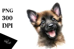 Cute Baby Malinois with Big Eyes PNG Product Image 1