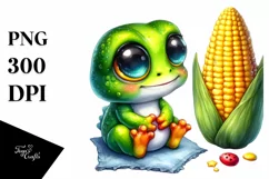 Cute Baby Frog Corncob | Sublimation | Clipart Product Image 3