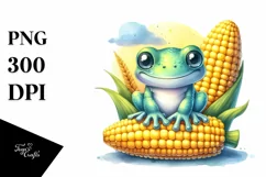 Cute Baby Frog Corncob | Sublimation | Clipart Product Image 1