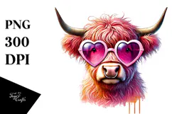 Highland Cow with Sunglasses PNG Product Image 1