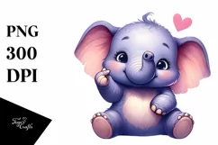 Vibrant Elephant Portrait Love Sign Clipart Product Image 1