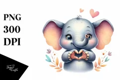 Vibrant Elephant Portrait Love Sign Clipart Product Image 3