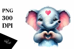 Vibrant Elephant Portrait Love Sign Clipart Product Image 1