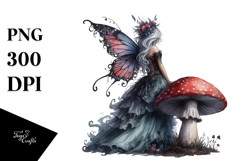 Gothic Fairy on a Mushroom Creative View from Back Product Image 1