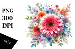 Colorfull Gerbera Watercolor Clipart Product Image 1