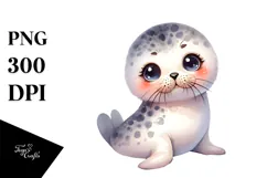 Cute Baby Seal with Big Eyes PNG Product Image 1