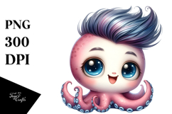 Expressive Baby Octopus PNG Product Image 1