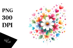 Simple Flower with Heart Petals PNG Product Image 1
