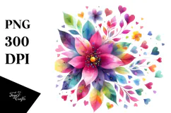 Simple Floral Heart, Colorful PNG Product Image 1