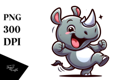 Cute Cartoon Rhino, Transparent PNG Product Image 1