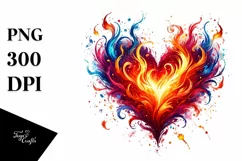 Fire Heart Warm Blazing Hot Watercolor Product Image 1