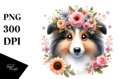 Funny Baby Collie with Flower Haircut | Sublimation Clipart Product Image 1