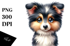 Funny Baby Collie with Flower Haircut | Sublimation Clipart Product Image 1