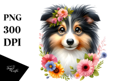 Funny Baby Collie with Flower Haircut | Sublimation Clipart Product Image 1