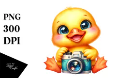 Cute Baby Duck with Camera, High-Quality PNG Product Image 1