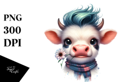 Funny Baby Cow with Cool Hair, Transparent PNG Product Image 1