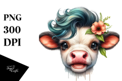 Funny Baby Cow with Cool Hair, Transparent PNG Product Image 1