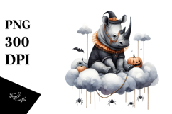 Rhino Dressed for Halloween on Cloud PNG Product Image 1