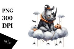 Rhino Dressed for Halloween on Cloud PNG Product Image 1