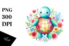 Colorful Floral Turtle | Clipart Product Image 1