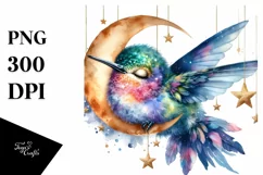 Vibrant Baby Hummingbird Sleeping on the Moon Product Image 1