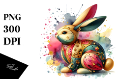 Colorful Wooden Bunny Golden Insertions PNG Product Image 1
