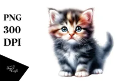 Watercolor Baby Kitten PNG Product Image 1