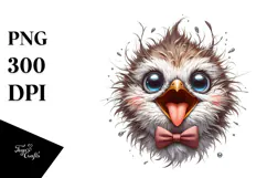 Cute Bird with Bow Tie PNG Product Image 1