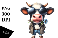 Expressive Standing Cow with Sunglasses in Raincoat | Product Image 1
