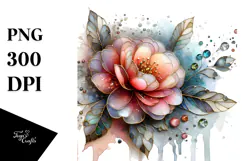 -Like Camellia Watercolor Splash | Sublimation Clipart Product Image 1