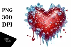 Glossy Red Heart on Splashy Background PNG Product Image 1
