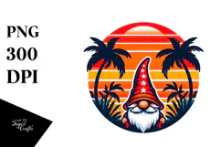 Vintage Tropical Gnome Sunset, Tshirt PNG Product Image 1