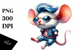 Watercolor Vibrant Mouse Jumping PNG Product Image 1