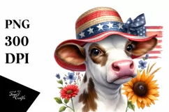 Patriotic Cow | Sun Flower | Clipart Product Image 1